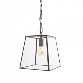 London Geotrapeze Metal Glass Lantern Pendant Light - Small (With Chain)