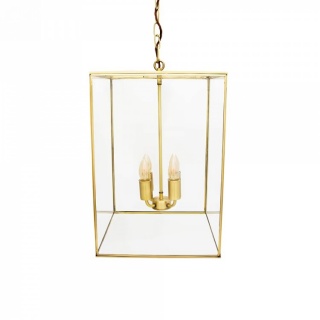 London Lantern Pendant Light Crossbar Medium Brass