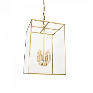 London Lantern Pendant Light Crossbar Medium Brass