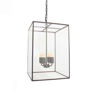 London Lantern Pendant Light Crossbar Medium Matt Black Brass