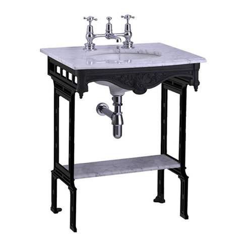 Carrara marble top & basin with black aluminium washstand