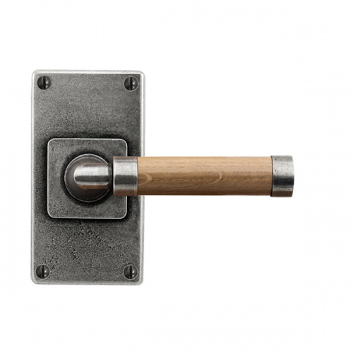 Finesse Milton Jesmond Pewter and Oak Door Handle on Backplate