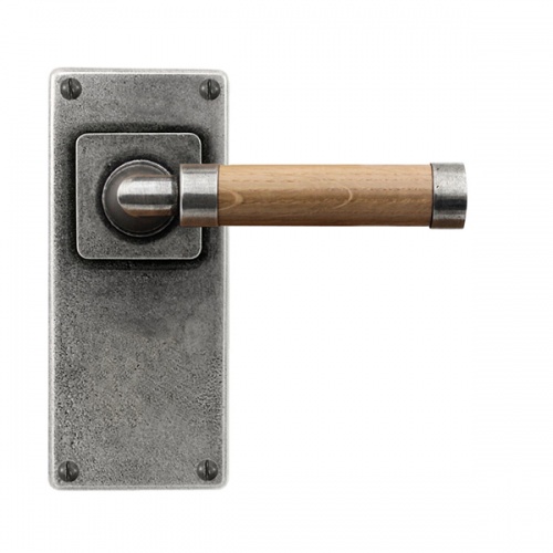 Finesse Milton Jesmond Pewter and Oak Door Handle on Backplate