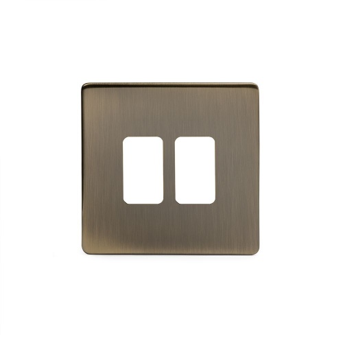 Aged Brass 2 Gang Grid Plate