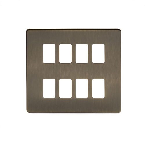 Aged Brass 8 Gang Grid Plate