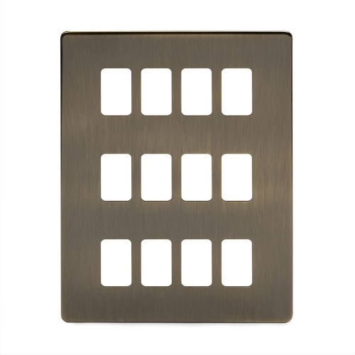 Aged Brass 12 Gang Grid Plate