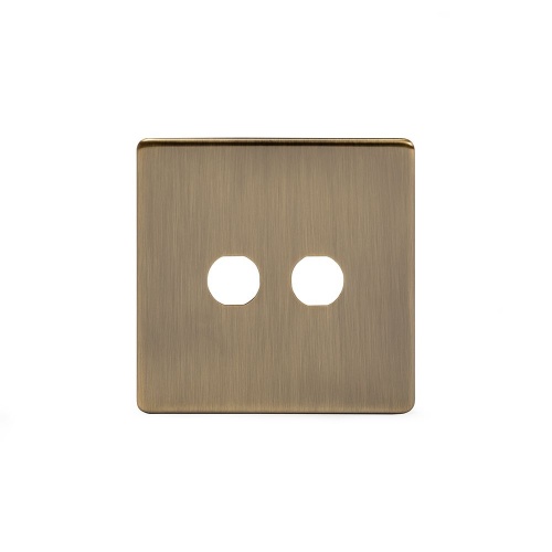 Aged Brass 2 Gang Toggle Plates Screwless