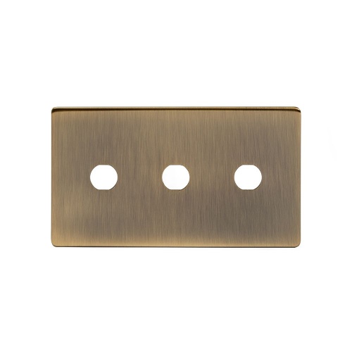 Aged Brass 3 Gang Toggle Plates Screwless