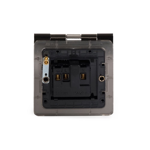 Aged Brass 13A 1 Gang Euro Module Floor Socket Blk Ins