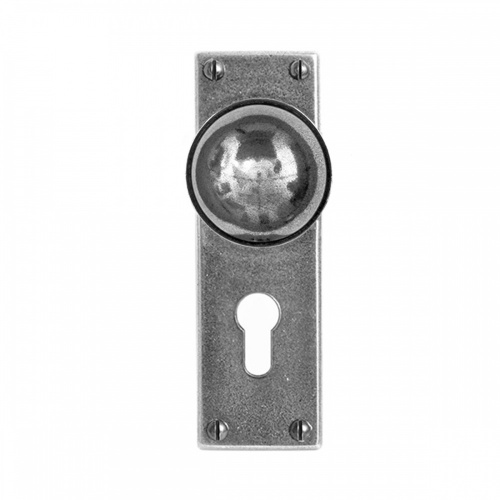 Finesse Pelton Pewter Door Knob on Backplate