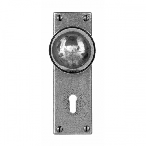 Finesse Pelton Pewter Door Knob on Backplate