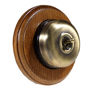 1 Gang 2 Way  Medium Oak, Dome Period Switch