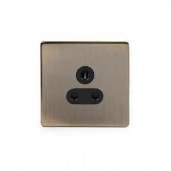 Aged Brass 5-amp Socket Black Ins Unswitched Screwless