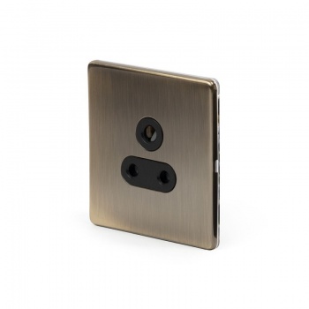 Aged Brass 5-amp Socket Black Ins Unswitched Screwless