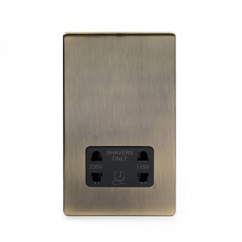 Aged Brass 1 Gang Shaver Socket with Black Insert