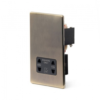 Aged Brass 1 Gang Shaver Socket with Black Insert