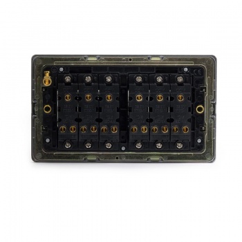 Aged Brass 10A 6 Gang 2 Way Switch with Black Insert