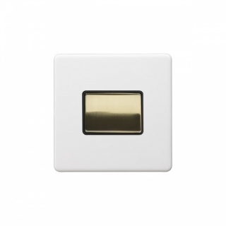 Primed Paintable Extractor Fan Isolator Switch with Brushed Brass Switch with Black Insert