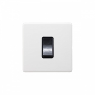 Primed Paintable 45A 1 Gang Double Pole Switch Single Plate with Brushed Brass Switch with Black inserts