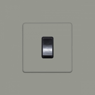 Primed Paintable 45A 1 Gang Double Pole Switch Single Plate with Brushed Brass Switch with Black inserts