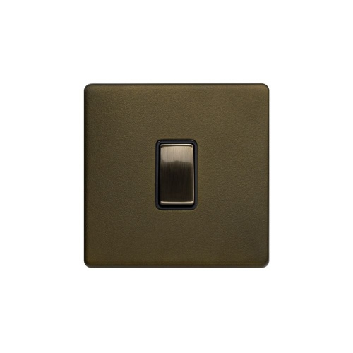 Bronze 10A 1 Gang 2 Way Switch Black Inserts Screwless