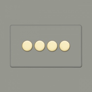 Primed Paintable 4 Gang 2 Way Trailing Edge Dimmer Switch 150W LED (300w Halogen/Incandescent) with Brushed Brass Switch