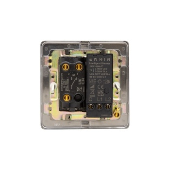 Matt Black 2 Gang Dimmer and Toggle Switch Combo (1 x 2 Way Intelligent Dimmer 1 x 20A 2 Way Toggle)