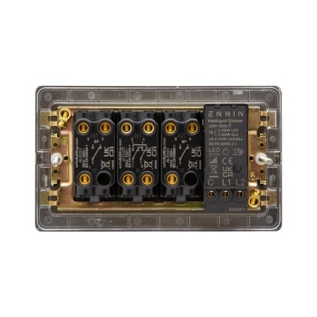 Matt Black 4 Gang Switch with 1 Dimmer (1x150W LED Dimmer 3x20A 2 Way Toggle)