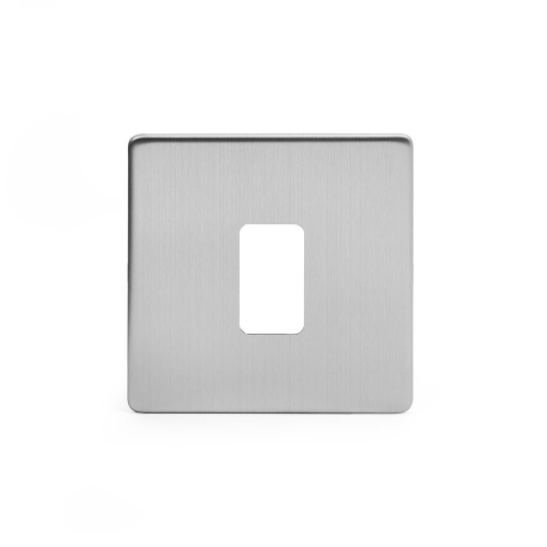 Brushed Chrome 1 Gang Grid Plate