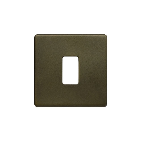 Bronze 1 Gang Rectangular Grid Plate Screwless