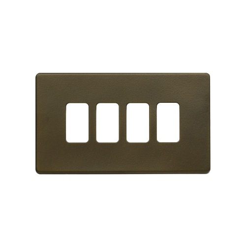 Bronze 4 Gang Rectangular Grid Plate Screwless