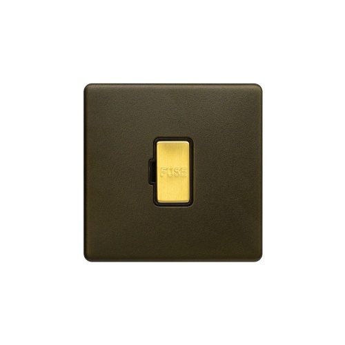 Bronze And Brushed Brass 13A Unswitched Fused Connection Unit (FCU) Black Inserts Screwless