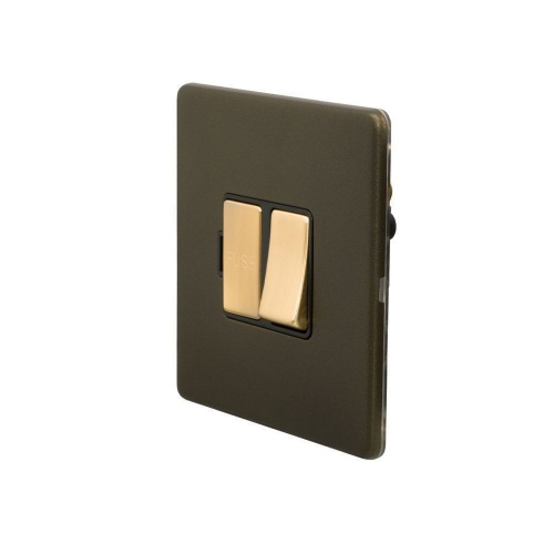 Bronze And Brushed Brass 13A Switched Fused Connection Unit (FCU) Black Inserts Screwless