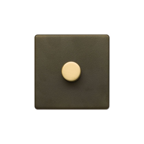 Bronze And Brushed Brass 1 Gang 2 Way Trailing Dimmer Screwless 100W LED (250w Halogen/Incandescent)