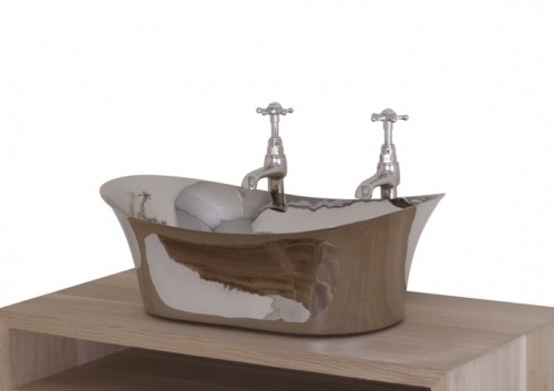 Nickel Freestanding Bateau Basin - Nickel Interior