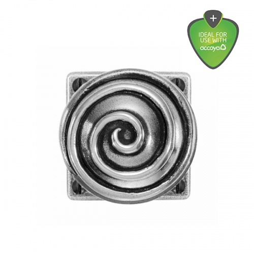 Finesse Swirl Jesmond Pewter Door Knob on Square Rose