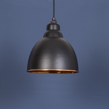 The Brindley Pendant - Hammered Copper and Black Grain Exterior