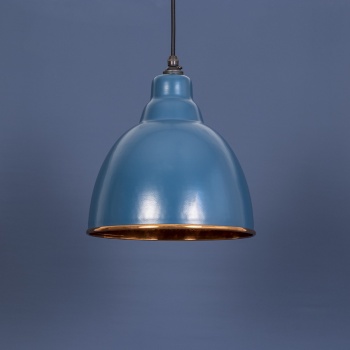 The Brindley Pendant - Hammered Copper and Blue-Grey Exterior