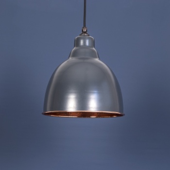 The Brindley Pendant - Hammered Copper and Charcoal Grey Exterior