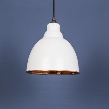 The Brindley Pendant in Hammered Copper and Grey Grain Exterior