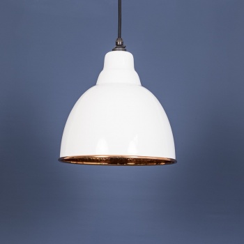 The Brindley Pendant - Hammered Copper and White Gloss Exterior