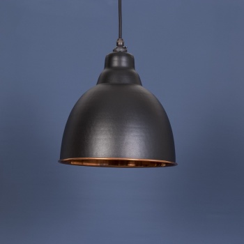 The Brindley Pendant - Smooth Copper and Black Grain Exterior