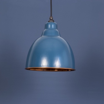 The Brindley Pendant - Smooth Copper and Blue-Gray Exterior