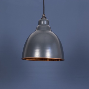 The Brindley Pendant - Smooth Copper and Charcoal Grey Exterior