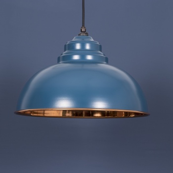 The Harborne Pendant - Smooth Copper and Blue-Grey Exterior