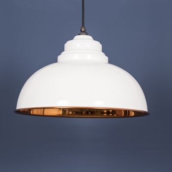 The Harborne Pendant - Smooth Copper and White Gloss Exterior