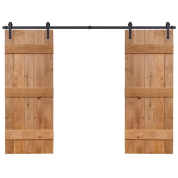 3 Ledge Oak Sliding Door Pair