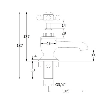 BC Designs Victrion Crosshead Bath Pillar Taps