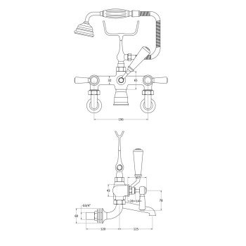 BC Designs Victrion Crosshead Wall Mounted Bath Shower Mixer