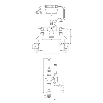 BC Designs Victrion Deck Mounted Lever Bath Shower Mixer